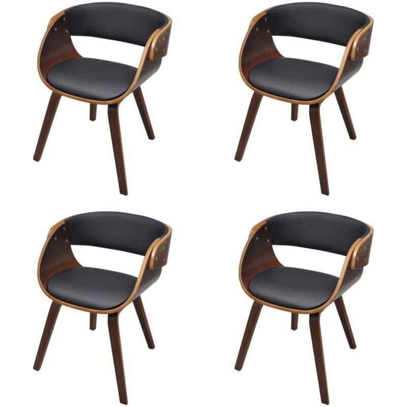

Madera Curvada Silla de Comedor Cuero Sintética Marrón 4 Unidades - Marrón - Vidaxl