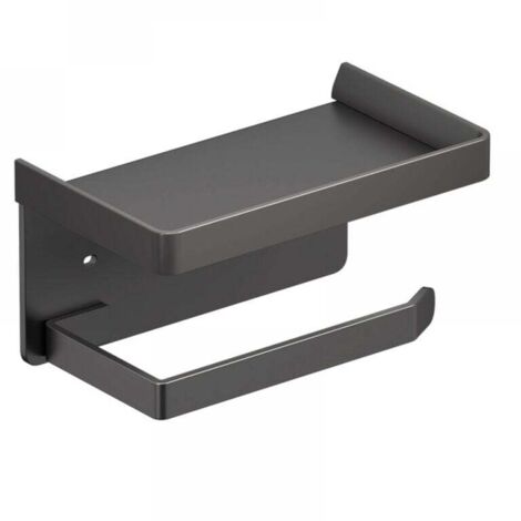 1 pieza (negro) Portarrollos de papel higiénico de pared con estante de aluminio para baño y cocina