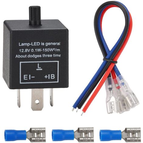 1 Pieza Relé Intermitente LED, 12V 3 Pines Ajustable para Moto y Auto