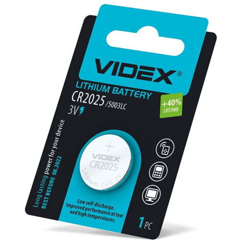 1 pile bouton lithium-ion puissante et durable Videx 5003LC CR2025 3 V 160 mAh