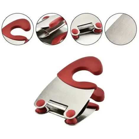 1 pinza para ollas de acero inoxidable con protección contra quemaduras, soporte para cucharas, ayudante de cocina, prácticos utensilios de cocina de goma, agarradera, rojo