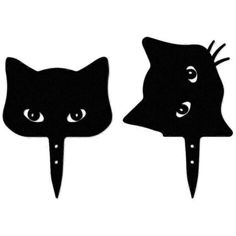 1. Piquet de jardin silhouette noire "Chat qui guette" – décoration extérieure pour pelouse et potager.