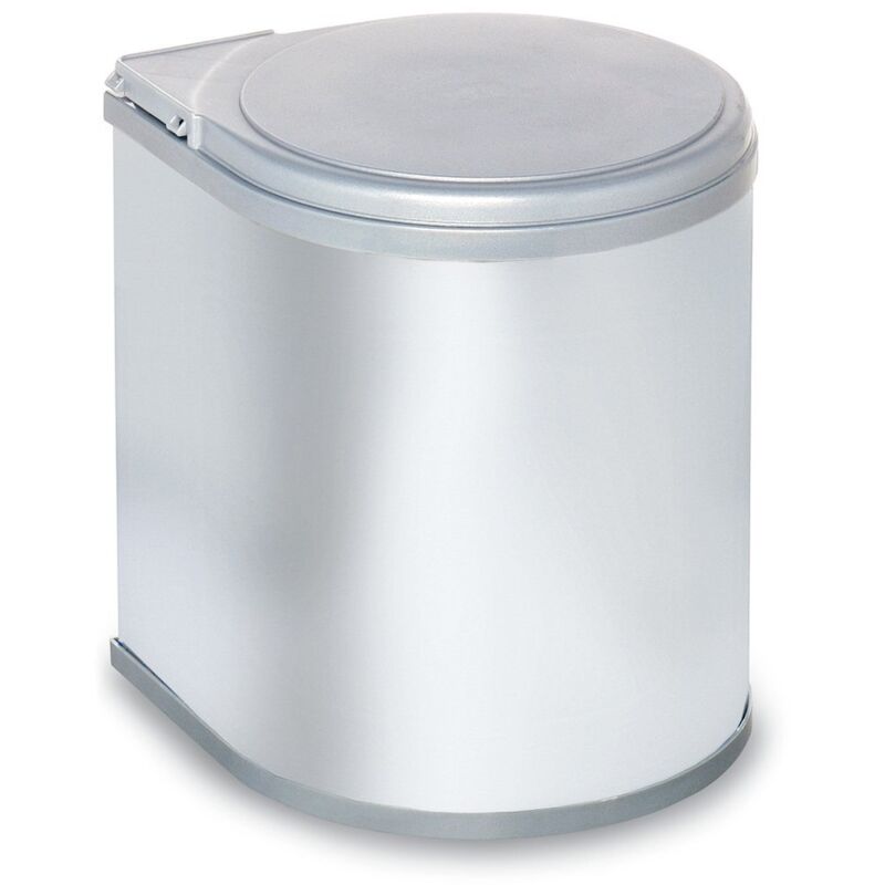 Poubelle ronde en inox R.380503 - Poubelle ronde en inox mat avec 1 compartiment pivotant