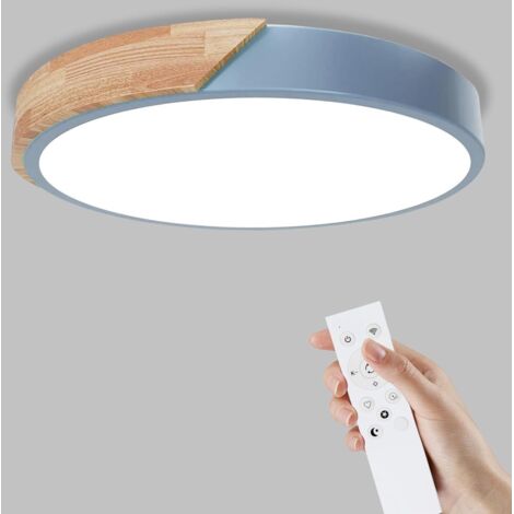 1 Plafonnier Bois,Dimmable 3200LM,Télécommandé 2.4G,IP54,Salon Chambre Couloir