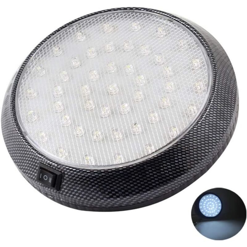 1 Plafonnier rond blanc 46 LED pour intérieur de voiture, e, camping-car, camping-car 12 V