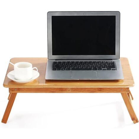 1 Plateau de lit, Bambou, Réglable, Pliable, Avec tiroir, Pour ordinateur et petit-déjeuner