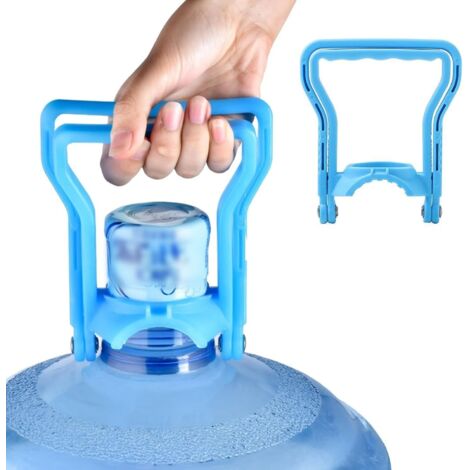 1 poignée de bouteille d'eau à double anneau, poignée de bouteille d'eau potable, support antidérapant, poignée bleue pour seau à eau mousqueton