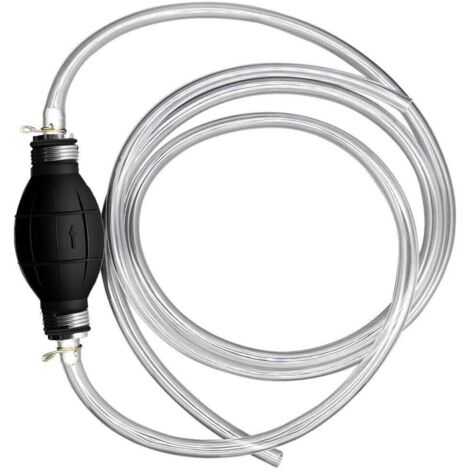 1 - Pompe à Main - Tuyau de Carburant - Transfert Diesel - Matériaux Robustes Aluminium et Caoutchouc - Pour Réservoir Véhicule - Noir - 250x10cm