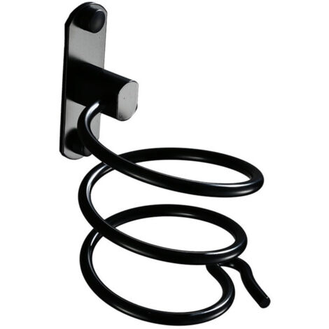 1 porta asciugacapelli da parete nero con foratura richiesta - per hotel, bagno, toilette, barbiere - alluminio, finitura opaca
