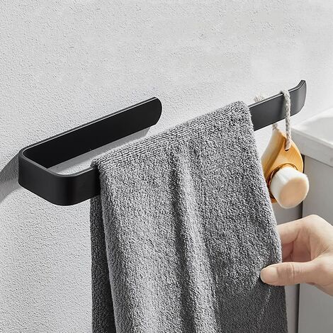 1 porta asciugamani da bagno senza anelli di foratura (nero opaco)