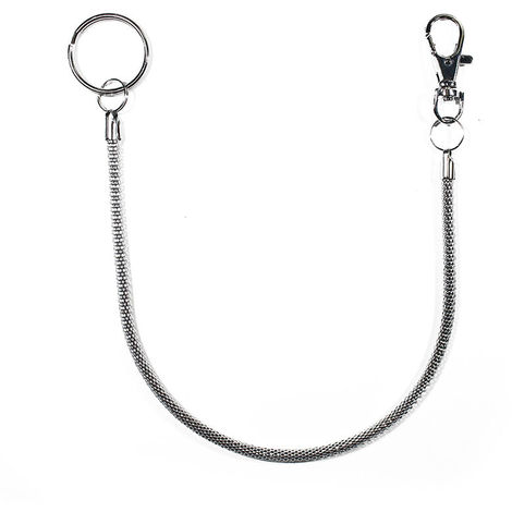 Portachiavi catena in metallo con moschettone ed anello. 50cm Generico