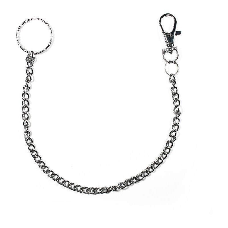 Image of 1 portachiavi a catena metallo con gancio moschettone e anello brise modello 2