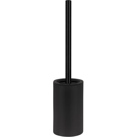 1 Porte-Balai WC, Tube, Porcelaine, Noir Mat, Tête 72 Mm, Salle De Bains