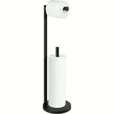 1 porte-papier toilette noir sur pied avec rangement