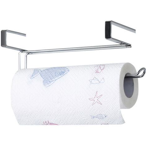 1 porte-rouleau de cuisine, porte-serviettes en acier inoxydable à suspendre au-dessus d'un meuble, support de rangement pour papier toilette à placer sous une étagère-AquaForge