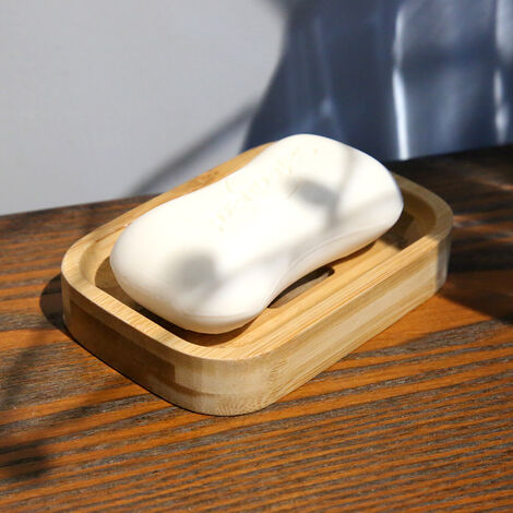 1 porte-savon en bambou en bois naturel pour rangement d'accessoires d'éponge de cuisine de salle de bain