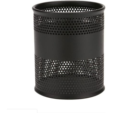 1 porte-stylo en métal, support de rangement rond pour bureau, boîte de rangement pour stylo/règle, décoration idéale pour coiffeuse (noir)