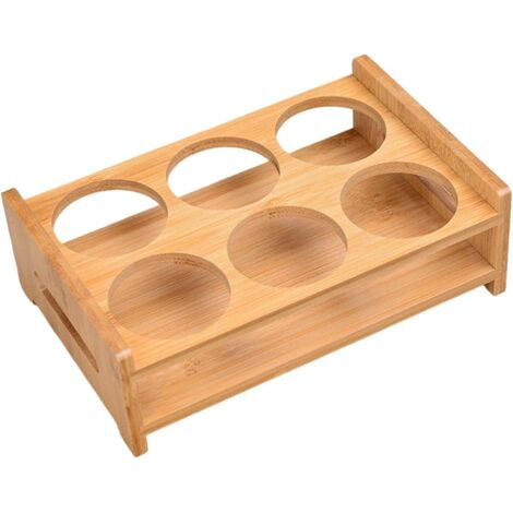 1 Porte-verres Bois, Support Stable 6 Trous, Rangement Verres Cuisine, Organisateur Fête Maison
