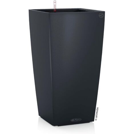 1 pot de fleurs, réserve d'eau intégrée, plastique recyclé, indicateur de niveau, intérieur extérieur