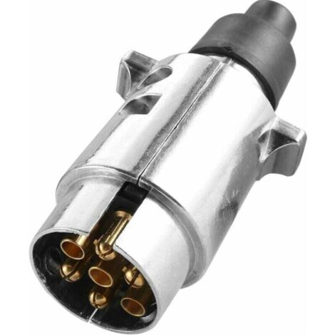 1 prise de remorque en métal à 7 broches, prise de remorque en métal mâle étanche à 7 broches, adaptateur de prise 12 V à 7 broches pour connecter les remorques et caravanes, prise d'attelage à 7 broc
