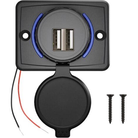 1 Prise USB Double Port 12V-24V Encastrable ABS Pour Voiture Camping-Car Moto