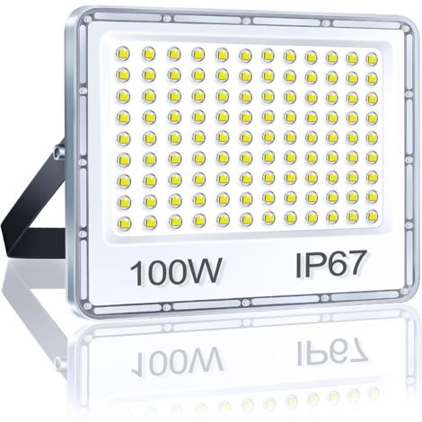 1 Projecteur LED 100W, 10000LM Blanc Froid 6500K, IP67 Étanche Aluminium, Éclairage Jardin Garage
