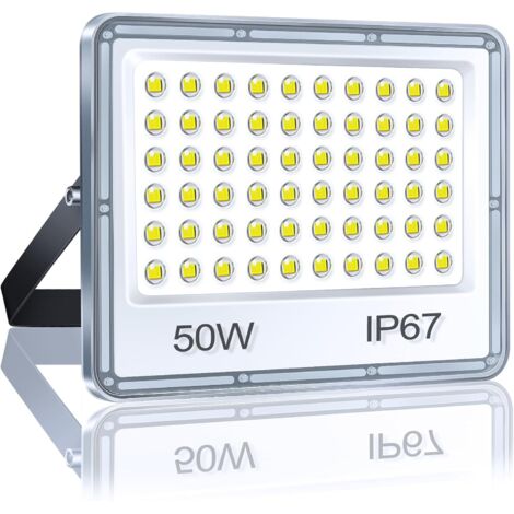 1 Projecteur LED 50W, 5000LM Blanc Froid, IP67 Étanche Aluminium, Pour Jardin Terrasse Garage