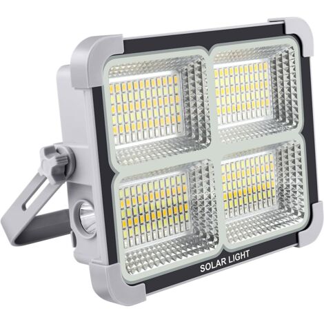 1 Projecteur LED Rechargeable, 288 Leds, Panneau Solaire, 5 Modes, IP65 Étanche, Camping, Chantier