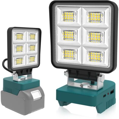 1 Projecteur Led Rechargeable, 48W, 5200LM, Compatible Batterie Makita 18V, Pour Chantier, Garage, Camping