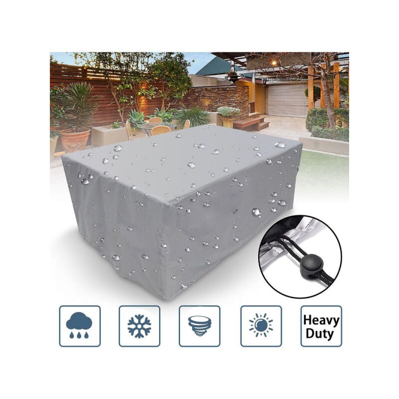 1 protection rectangulaire pour meubles de jardin, polyester, imperméable, anti-poussière, anti-UV, pour chaises ou tables de jardin (dimensions :