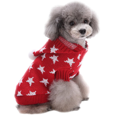 1 pull rouge pour chien, vêtement de Noël, flocon de neige, vêtement d'Halloween pour animaux de compagnie