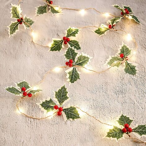 1 Pz 2 metri di luci natalizie a led con luci natalizie a forma di campana di pino, luci di ghirlanda di bacche di pino rosso, luci di stringa di pigne di Natale per decorazioni natalizie. (batterie non incluse)