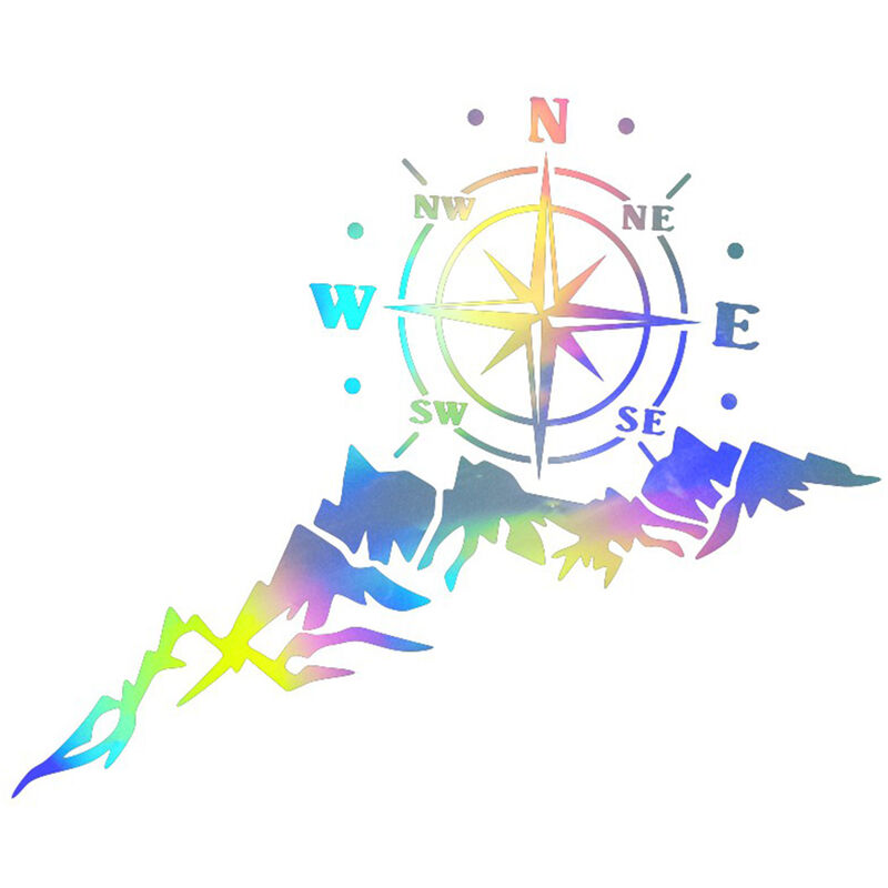 1 pz Adesivo Auto Montagne Bussola Navigare Stile