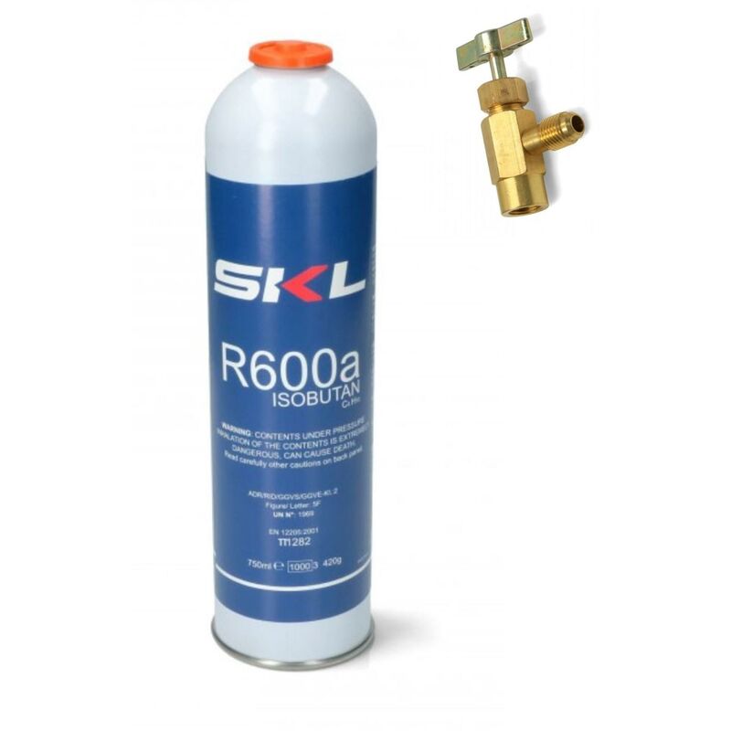Image of 1 pz bombola + rubinetto gas refrigerante frigo freezer R600 420 gr om REF000UN