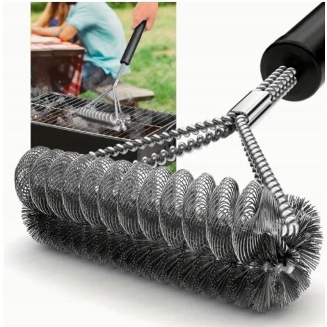 1 pz. Spazzola per griglia in acciaio inossidabile con filo senza setole per barbecue