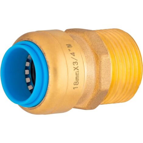 1 raccord automatique, ø18 mm, sortie mâle 3/4, pour per cuivre multicouche, plomberie chauffage
