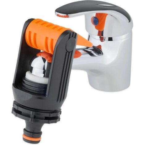 1 - Raccord De Robinet - Raccord Universel - Sans Filetage Pour Tuyau D'arrosage - Plastique Durable Avec Mamelon - Noir Et Orange