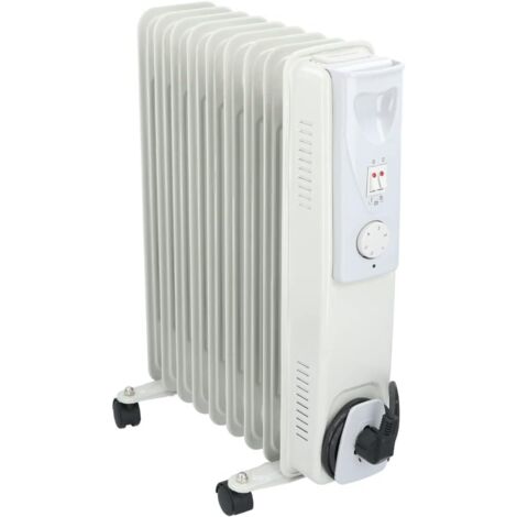 1 - Radiateur Bain D'Huile - Chauffage Électrique - Thermostat Réglable Et Protection Surchauffe - Pour Salon Chambre Bureau - Blanc - 2000W
