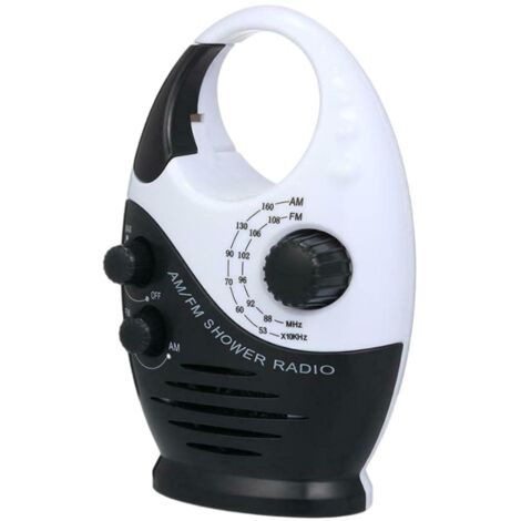 1 Radio impermeable, altavoz, reproductor de audio AM, mini radio portátil, radio AM/Bocina negra