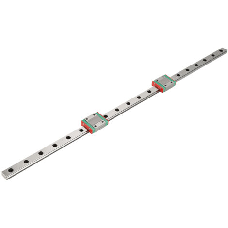1 rail linéaire miniature MGN12 500mm avec 2 blocs coulissants MGN12B, largeur 12mm, pour guidage précis.