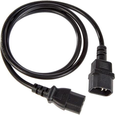 1 Rallonge IEC 320, Câble alimentation PC, Fiche C13 vers C14, Noir, Bureau