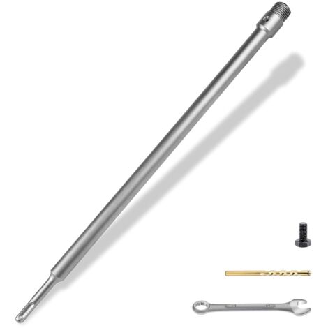 1 rallonge pour scie trépan sds plus, manche rond 450mm, filet m22, acier haute résistance, perçage mural