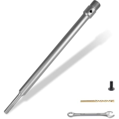 1 rallonge scie trépan sds plus, manche rond 350mm, filetage m22, acier haute résistance, perçage mur plafond sol