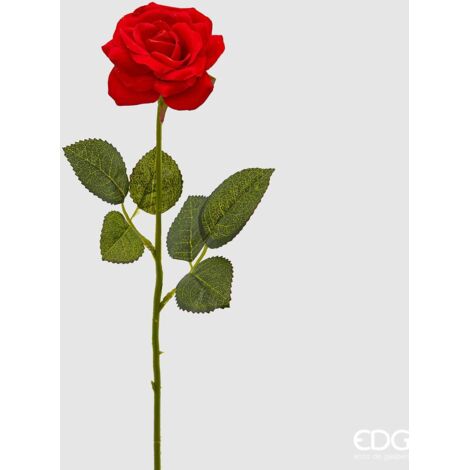 1 RAMO DI ROSA LUNGO ROSSO 43CM NATALE ADDOBBI
