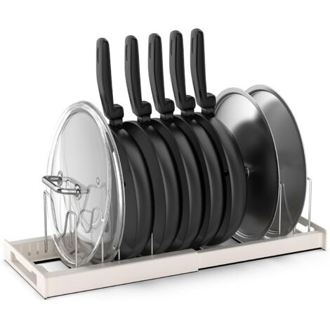 1 Rangement Couvercle, Extensible 30,5-56 Cm, 7 Séparateurs Réglables, Acier Inoxydable, Pour Cuisine