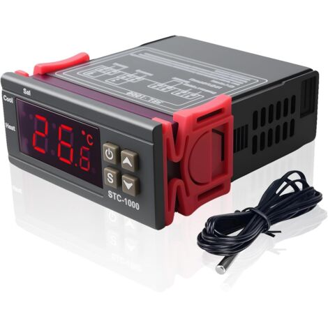 1 régulateur de température,commutation automatique chauffage refroidissement,affichage led,plage -50°c à 110°c,capteur ntc 1m,pour réfrigérateur congélateur aquarium