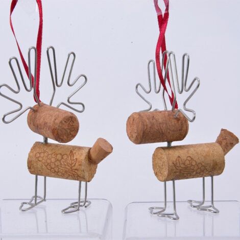 1 RENNA SUGHERO APPENDIBILE 4X9X10,5CM NATALE ALBERO ADDOBBI