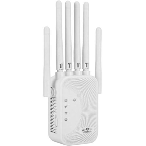 1 répéteur wifi,6 antennes,port ethernet gigabit,débit 1200 mbps,bi-bande 5ghz et 2.4ghz,maison à étages
