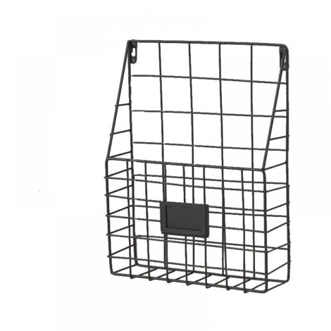 1 revistero de pared con estante para revistas, cesto para periódicos, color negro.