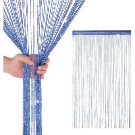 1 Rideau à franges, Polyester, 90x200cm, Séparateur de pièce, Décoration fenêtre
